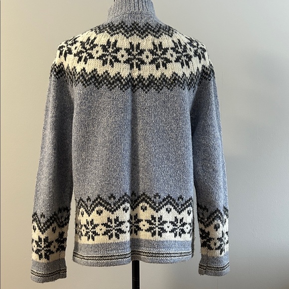 Inis Crafts Merino Wool Nordic Pattern Mock Neck Sweater - Picture 5 of 14